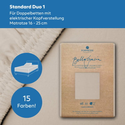 Bella Gracia Standard Duo 1 Spannbettlaken für Matratze mit verstellbarem Kopfteil und einer Höhe bis 25 cm