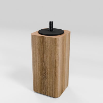 Fuss Quadrat Eiche Natur mit Filzgleiter (H12cm 6,5x6,5cm M8) - Möbelfuß