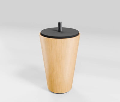Fuss Konisch Buche Natur mit Filzgleiter (H12cm Ø 5,8-4,0cm M8) - Möbelfuß