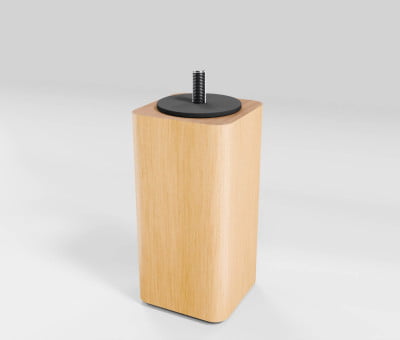 Fuss Quadrat Buche Natur mit Filzgleiter (H12cm 6,5x6,5cm M8) - Möbelfuß