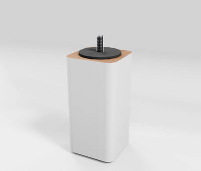 Fuss Quadrat Buche Weiß lackiert mit Filzgleiter (H12cm 6,5x6,5cm M8) - Möbelfuß