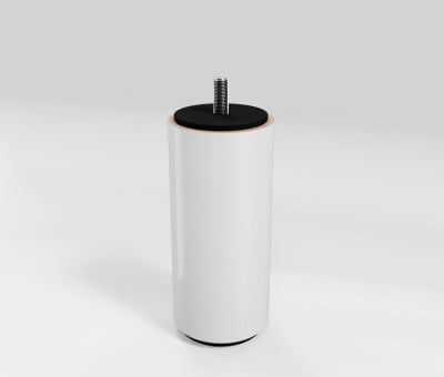 Fuss Rund Buche Weiß lackiert mit Filzgleiter (H12cm Ø 5,8cm M8) - Möbelfuß