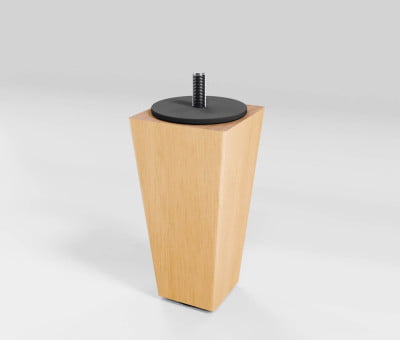 Fuss Trapez Holz Natur lackiert mit Filzgleiter (12cm 4x4-6x6cm M8) - Möbelfuß