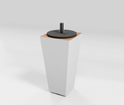 Fuss Trapez Holz Weiss lackiert mit Filzgleiter (12cm 4x4-6x6cm M8) - Möbelfuß