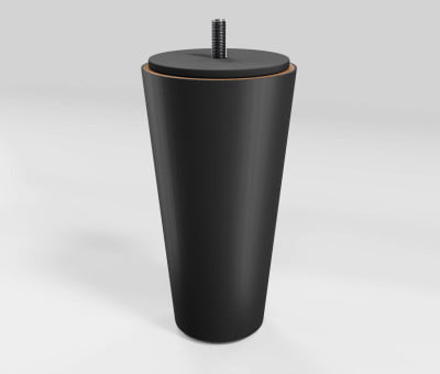 Fuss Konisch Buche Schwarz mit Filzgleiter (H12cm Ø 5,8-4,0cm M8) - Möbelfuß