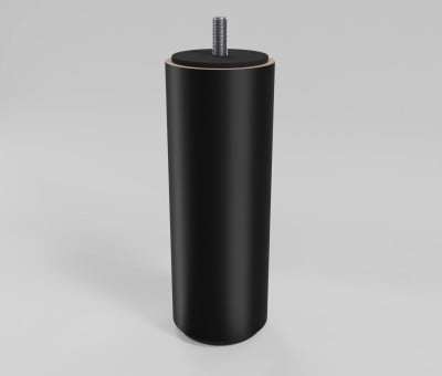 Fuss Rund Buche Schwarz lackiert mit Filzgleiter (H15cm Ø 5,8cm M8) - Möbelfuß