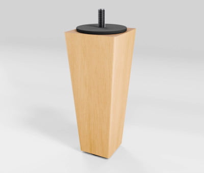 Fuss Trapez Holz Natur lackiert mit Filzgleiter (15cm 4x4-6x6cm M8) - Möbelfuß