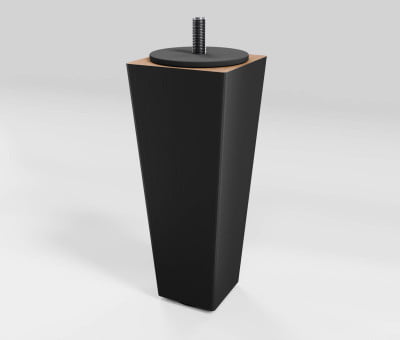 Fuss Trapez Holz Schwarz lackiert mit Filzgleiter (15cm 4x4-6x6cm M8) - Möbelfuß