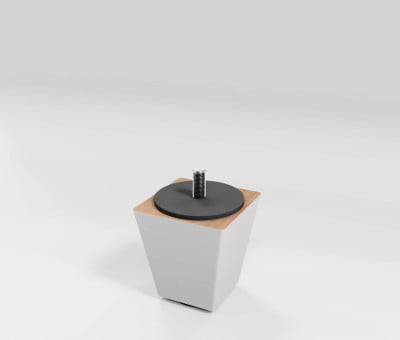 Fuss Trapez Holz Weiss lackiert mit Filzgleiter (H6cm 4x4-6x6cm M8) - Möbelfuß