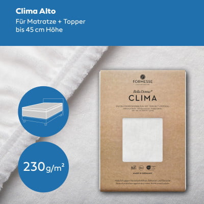 Bella Donna Clima Alto - Matratzen-Schonbezug im Spannbetttuch-Format für Matratze + Topper bis 45 cm Steghöhe