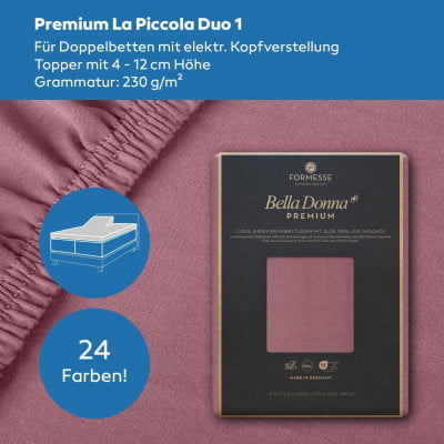 Bella Donna Premium La Piccola DUO 1 - Spannbettlaken für Topper bis 12 cm Höhe mit elektrischer Kopfverstellung