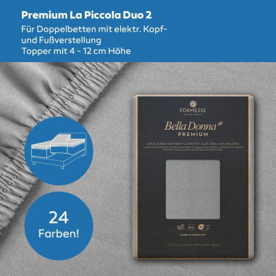 Bella Donna Premium La Piccola DUO 2 - Spannbettlaken für Topper bis 12 cm Höhe mit elektrischer Kopf- und Fußverstellung