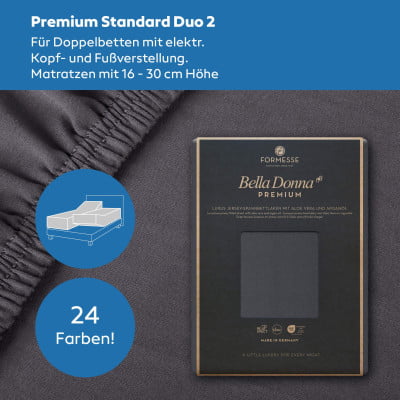 Bella Donna Premium Standard DUO 2 - Spannbettlaken für Matratzen bis 30 cm Höhe mit elektrischer Kopf- und Fußverstellung