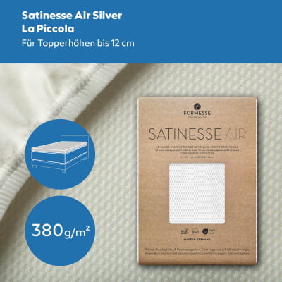 Formesse Satinesse Air Silver - Topper-Schonbezug im Spannbetttuch-Format für Topper bis 12 cm Höhe