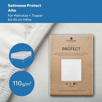 Formesse Satinesse Protect Alto - Matratzen-Schonbezug im Spannbetttuch-Format für Matratze + Topper bis 45 cm Höhe