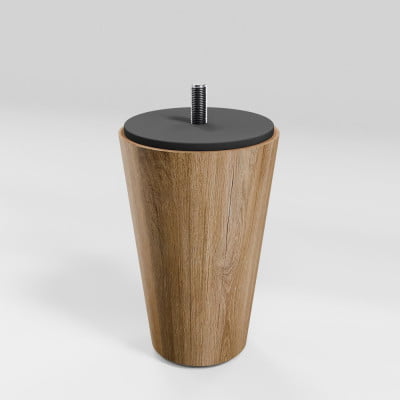 Fuss Konisch Eiche Natur mit Filzgleiter (H12cm Ø 5,8-4,0cm M8) - Möbelfuß