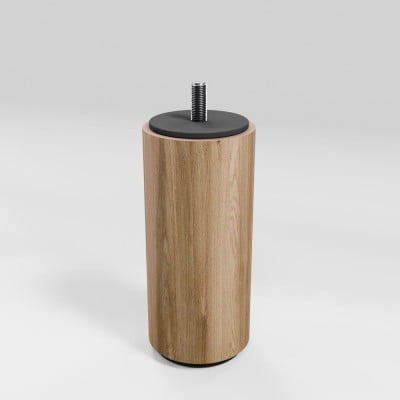 Fuss Rund Eiche Natur mit Filzgleiter (H12cm Ø 5,8cm M8) - Möbelfuß