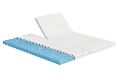 Teilweise geteilte Matratzenauflage mit Gelschaumkern - 67 cm lange Einschnitte