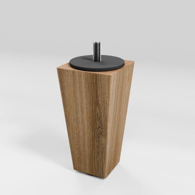 Fuss Trapez Holz Eiche Natur lackiert mit Filzgleiter (12cm 6x6-4x4cm M8) - Möbelfuß