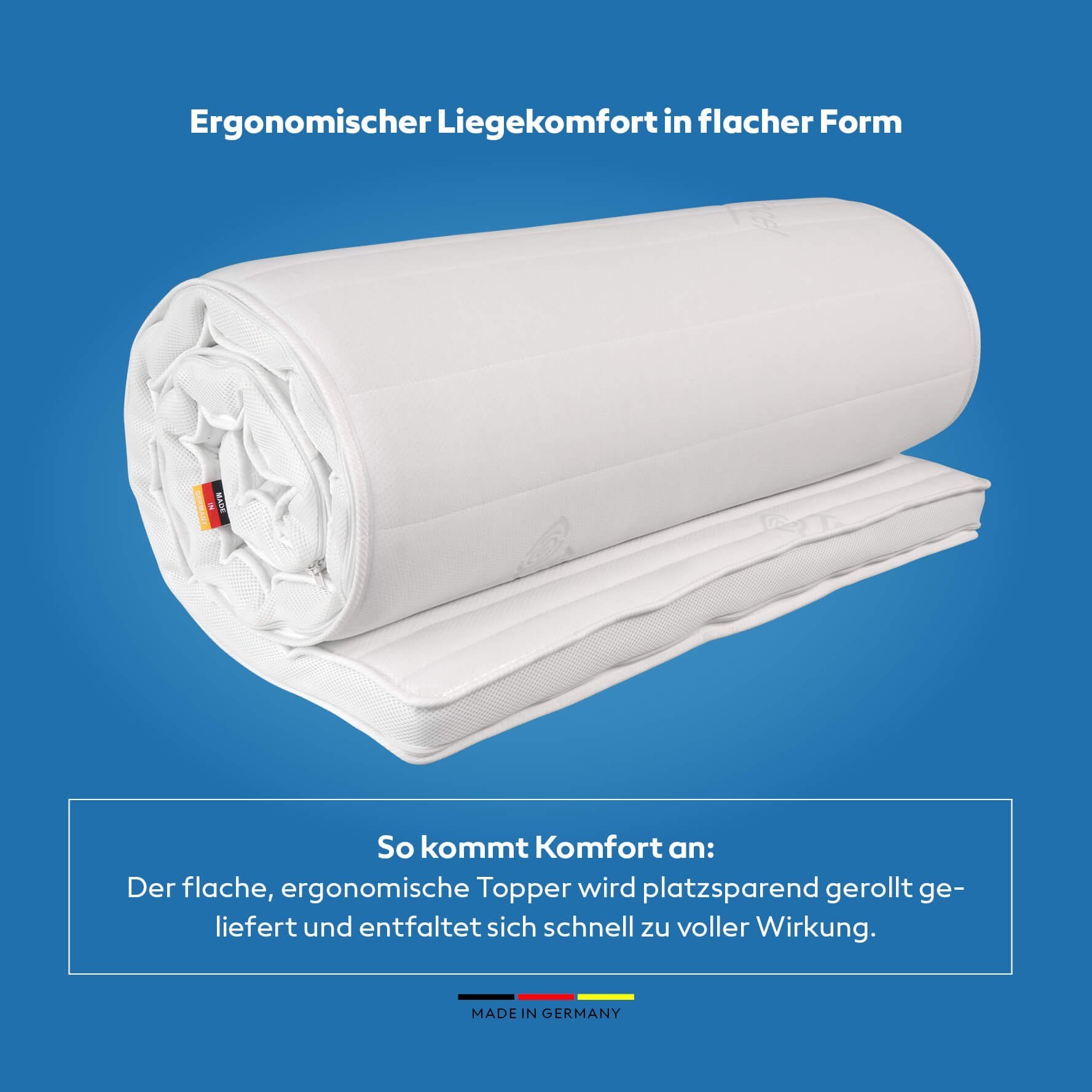 Kaltschaum-Topper 80x220 Cm, RG 40, 5 Cm Hoch, Mittelfest – Mit Aloe Vera-Bezug, ÖKO-TEX, Made In Germany