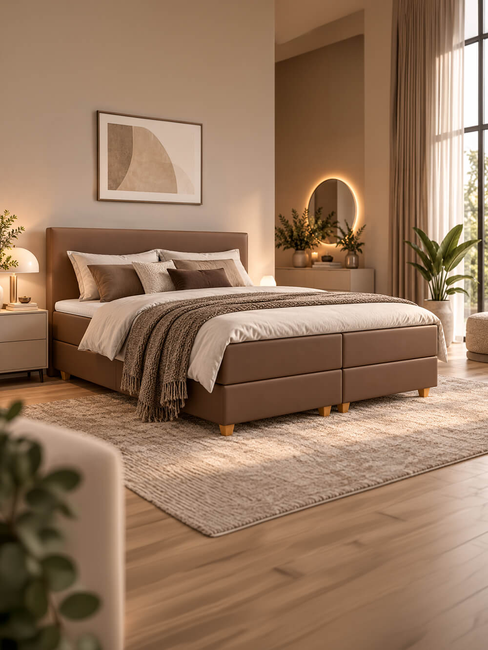 Elegantes und pflegeleichtes Bett mit Kunstlederbezug